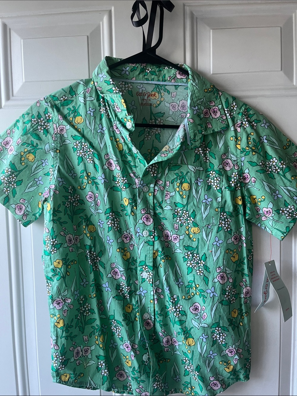 Cat & Jack Green Floral Button-Front Shirt